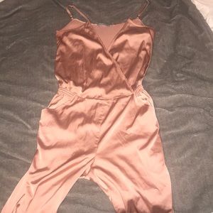 Locked in Love Satin Kittenish Jumpsuit